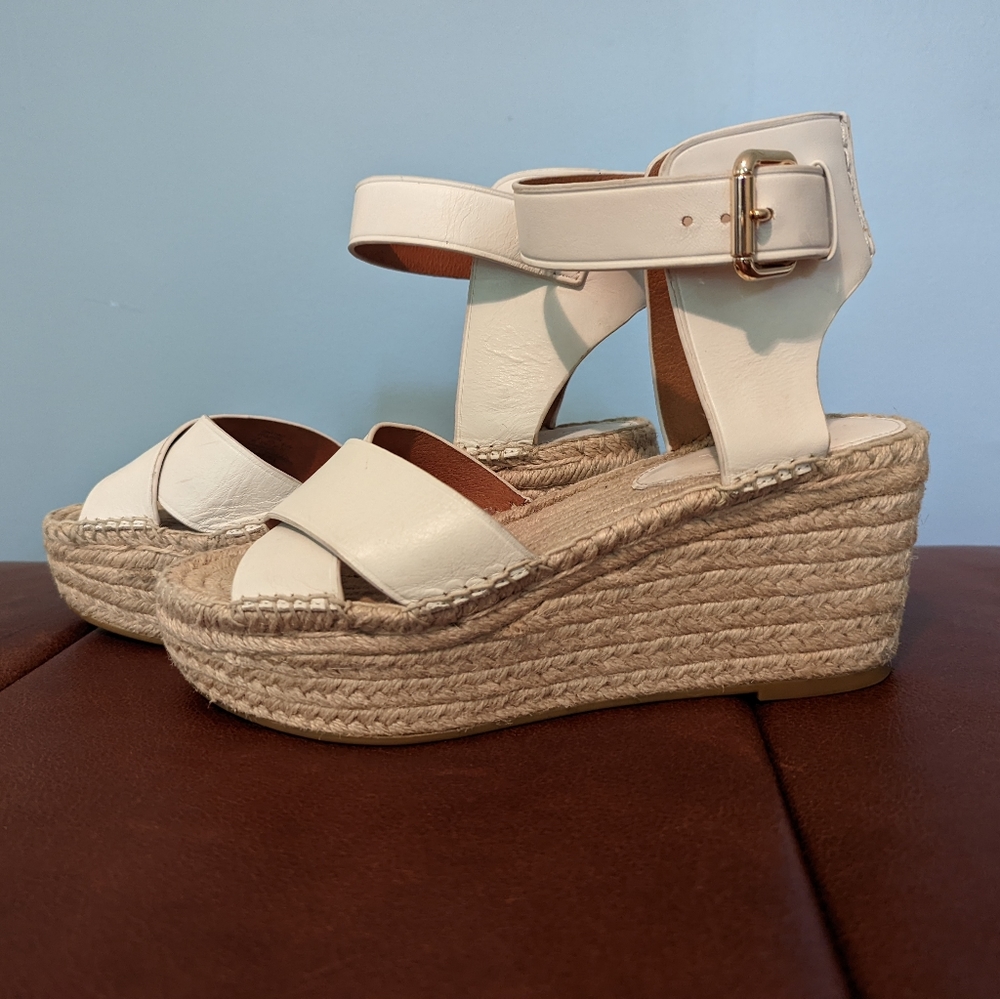 White coach platform/ flatform/ sandal/ wedge/ espadrille